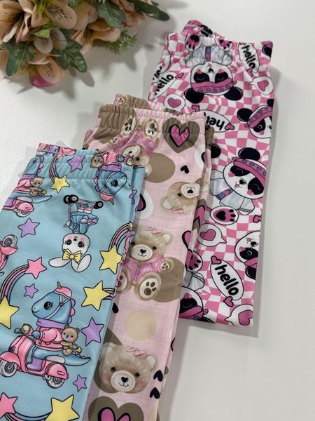 Imagem de Calça Legging Infantil Inverno Térmica Rosa Panda