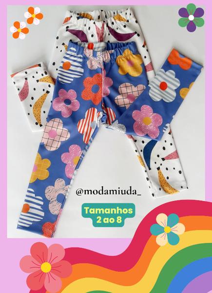 Imagem de Calça legging infantil menina flores ou bananinha roupa de frio bebê inverno