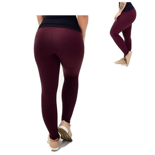 Imagem de Calça Legging Lisa Suplex De Alta Compressão - BORDÔ 