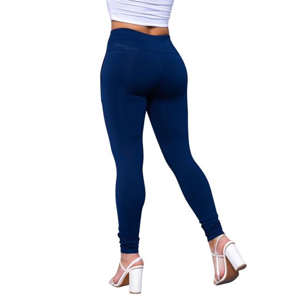 Imagem de Calça Legging Montaria Peluciada/Flanelada Com Bolsos Ótima Para Inverno - Azul Marinho