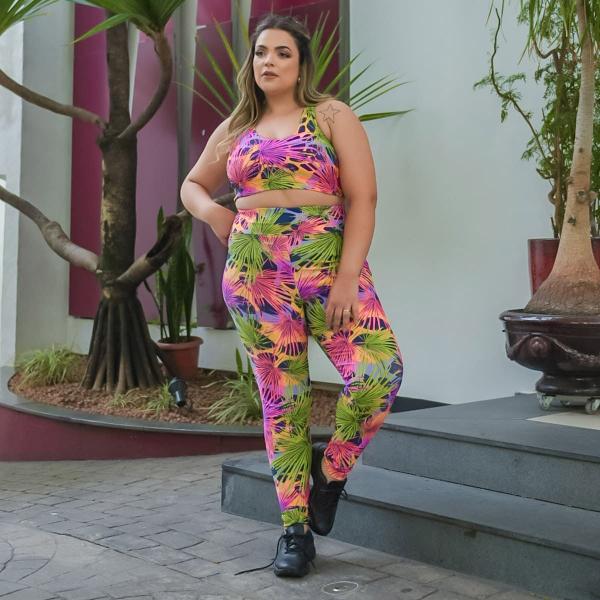 Imagem de Calça Legging Plus Size Cós Alto Estampada de Academia Fitness Ginástica   Fitmoda