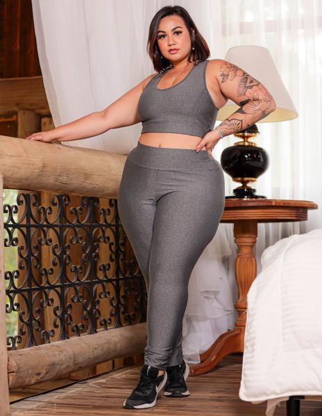 Calça Legging Plus Size Mescla Ref: 4.4.1696-03 - Fitmoda Imagem de Calça Legging Plus Size Mescla Ref: 4.4.1696-03