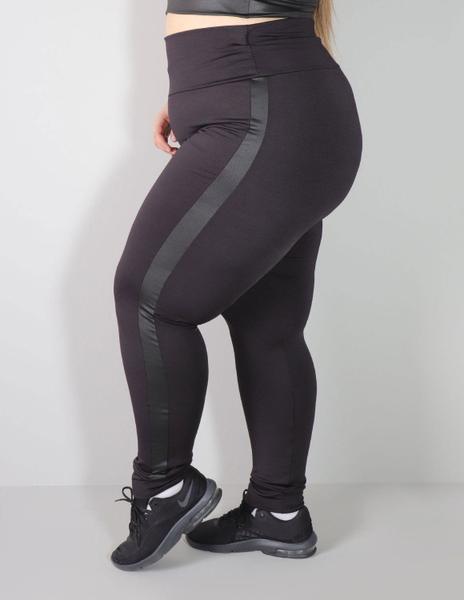 Calça Legging Plus Size Punho Preta Cós Alto com Cirrê - Fitmoda Imagem de Calça Legging Plus Size Punho Preta Cós Alto com Cirrê