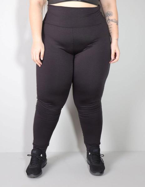 Calça Legging Plus Size Punho Preta Cós Alto com Cirrê - Fitmoda Imagem de Calça Legging Plus Size Punho Preta Cós Alto com Cirrê