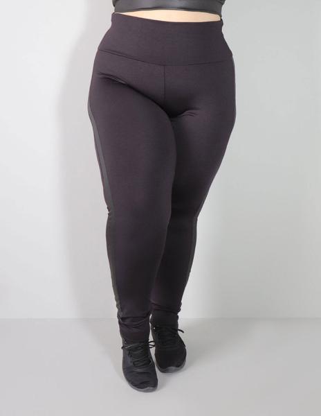 Calça Legging Plus Size Punho Preta Cós Alto com Cirrê - Fitmoda Imagem de Calça Legging Plus Size Punho Preta Cós Alto com Cirrê