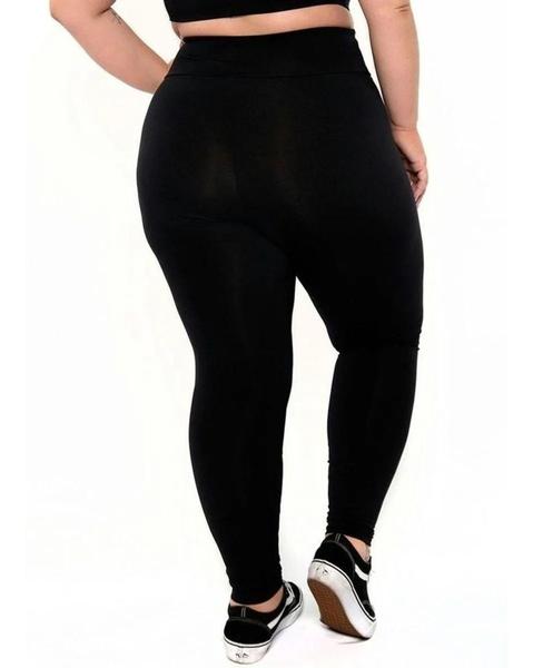 Imagem de Calça Legging Plus Size Tecido Grosso Modelador Cós Largo Empina Bumbum