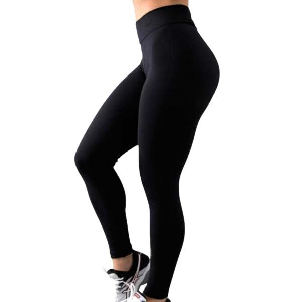 Imagem de Calça Legging Preta Feminina Cós Alto Básica Grossa Fitness