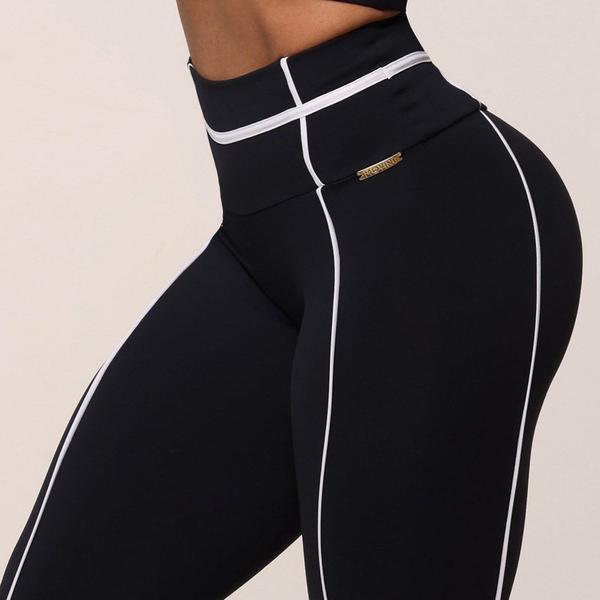 Imagem de Calca Legging Queens Empina Bumbum Preta com Branco Moving