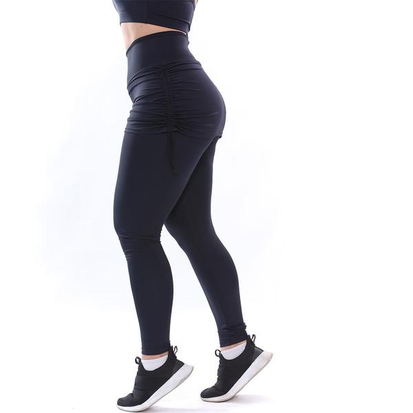 Imagem de Calça Legging Saia Fitness Tapa Bumbum Cintura Alta Preto