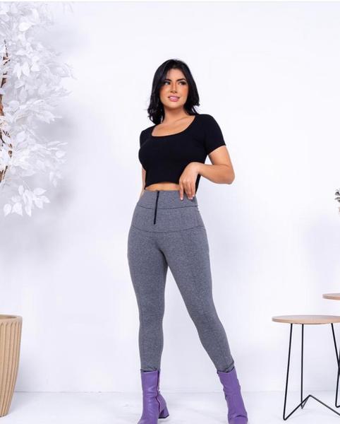 Imagem de Calça Legging Super Lipo, Cintura Auta Zíper Frontal Compressão E Zero Trasnparência