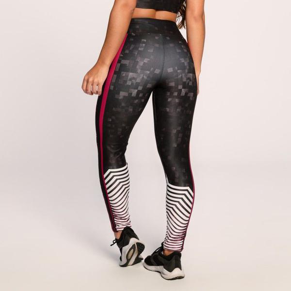 Imagem de Calça Legging Suplex Estampado Preta Branco e Rosa Challenge