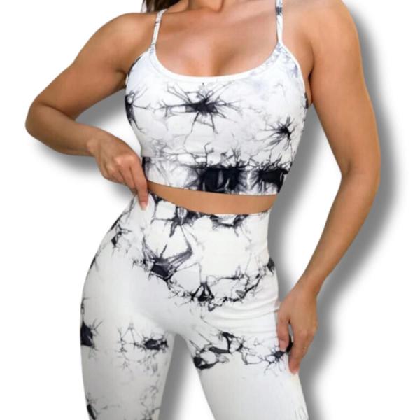 Imagem de Calça Legging Tie Dye Top Conjunto Academia Trend Fitness Yoga Esportivo Feminina