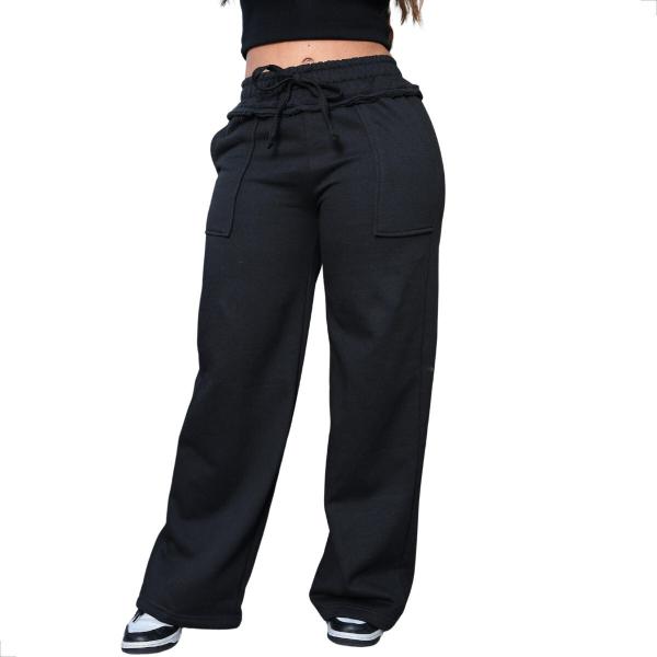 Calça Moletom Feminino Flanelada Blogueira Pantalona Premium