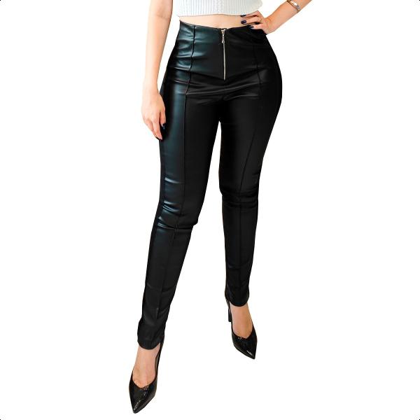 Imagem de Calça Montaria Legging Feminina Couro Cintura Alta Skinny