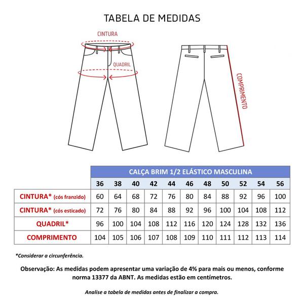 Imagem de Calça profissional operacional masculina brim cós meio elástico