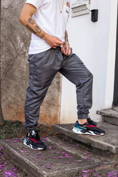 Calça Tactel Masculina Skinny Jogger Bolsos Barata Microfibr