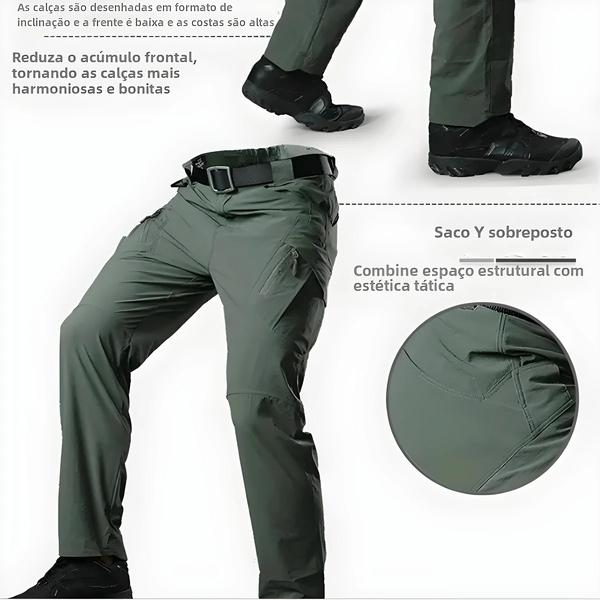 Imagem de Calça Tática Masculina Slim Fit - Multi Bolsos para Caminhada e Trabalho Militar