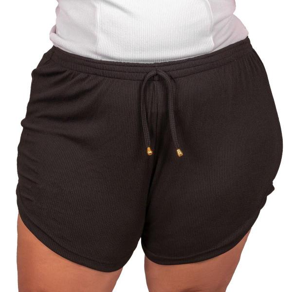 Imagem de Calça Tecido Malha Crepe Feminina Plus Size E Short Canelado Cintura Alta Moda Shortinho