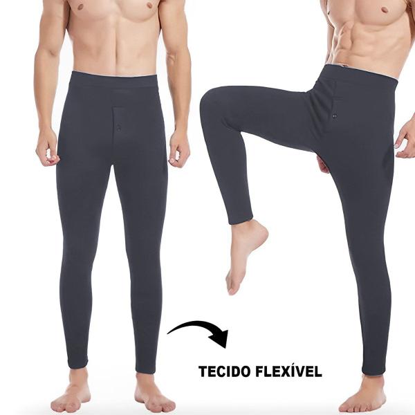 Imagem de Calça Underwear Legging Elastano Roupa de Frio Warm Oferta Proteção Performance Masculino Peluciada Fitness Academia