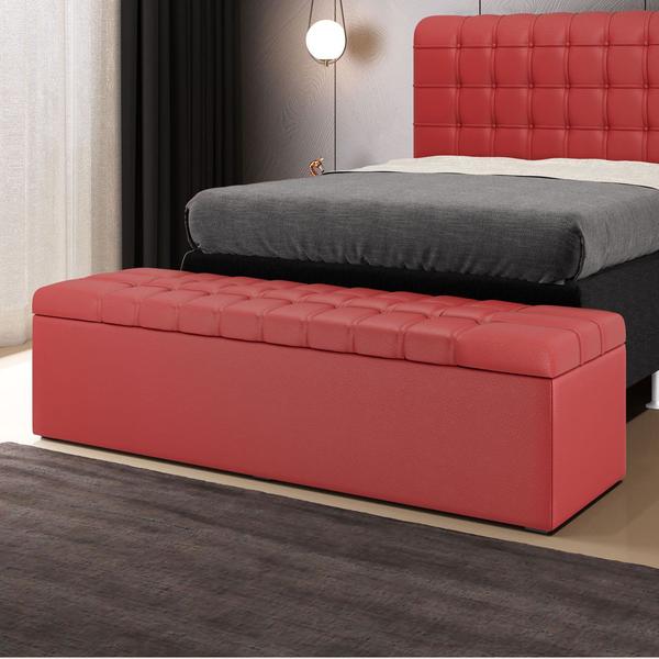 Imagem de Calçadeira Alpha Estofada 160 para Cama Box Queen A-020 Couro Artificial Vermelho Aradecor