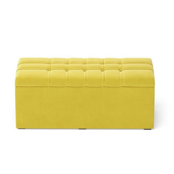 Imagem de Calçadeira Alpha Estofada 90 para Cama Box de Solteiro Z-004 Sued Amarelo Aradecor