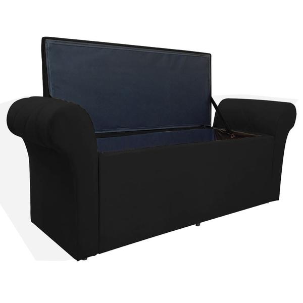 Imagem de Calçadeira Báu Cancun 90cm Suede Preto - Vallisa Decor