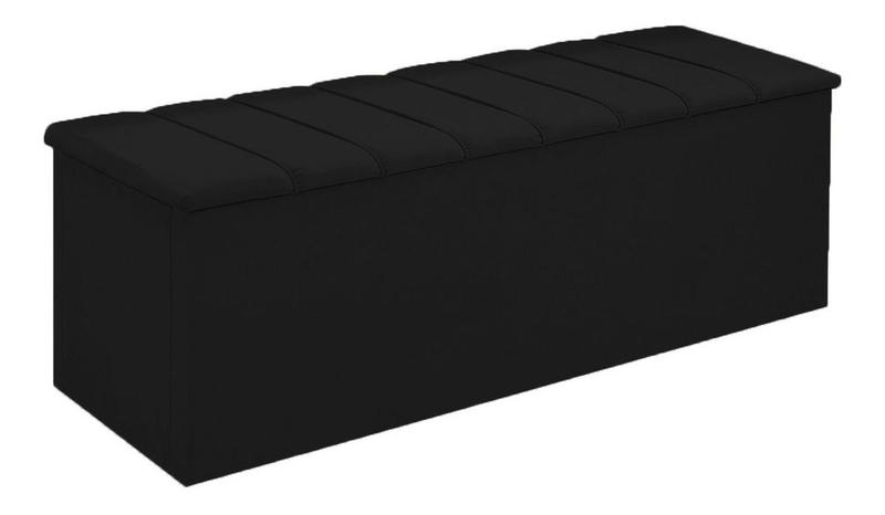 Imagem de Calçadeira Baú Cancun Para Cama Box King 195 cm Suede Preto - LM DECOR