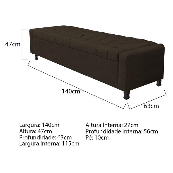 Imagem de Calçadeira Baú Casal Everest P02 140 cm para cama Box Corano - Doce Sonho Móveis