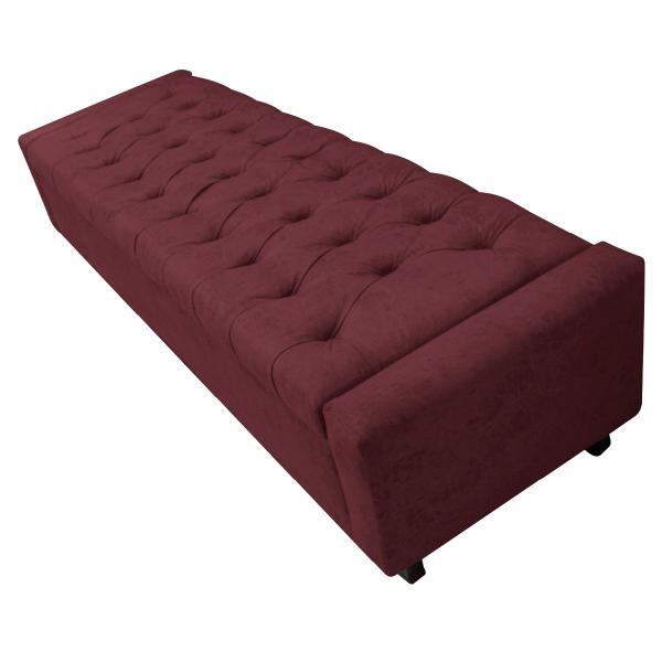 Imagem de Calçadeira Baú Casal Everest P02 140 cm para cama Box Suede - Doce Sonho Móveis