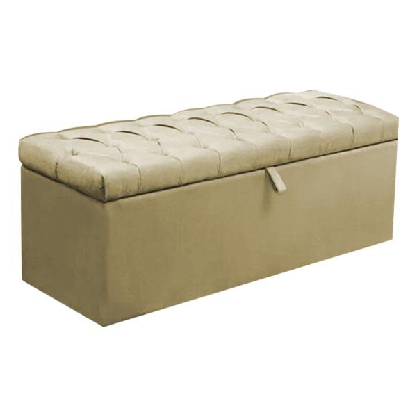 Imagem de Calçadeira Baú Casal Itália 140 CM Suede Marfim - D A Decor