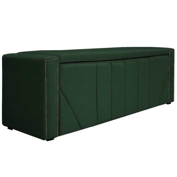 Imagem de Calçadeira Baú Casal Minsk P02 140 cm para cama Box Suede Verde - Amarena Móveis