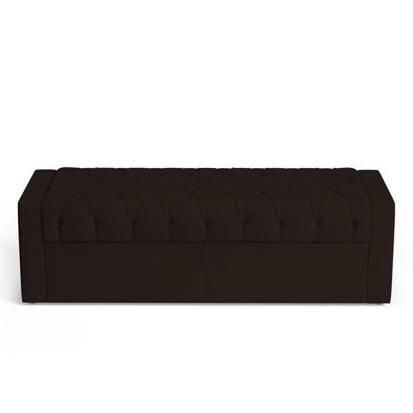 Imagem de Calçadeira Báu Casal Padrão Atena 140cm Capitonê Suede Marrom - Desk Design