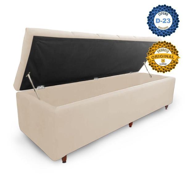 Imagem de Calçadeira Baú Casal Queen 160cm Veneza Suede Bege - Sheep Estofados