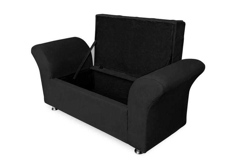 Imagem de Calçadeira Baú Com Capitonê Veneza Cama Casal 140 cm Suede Preto DL Decor