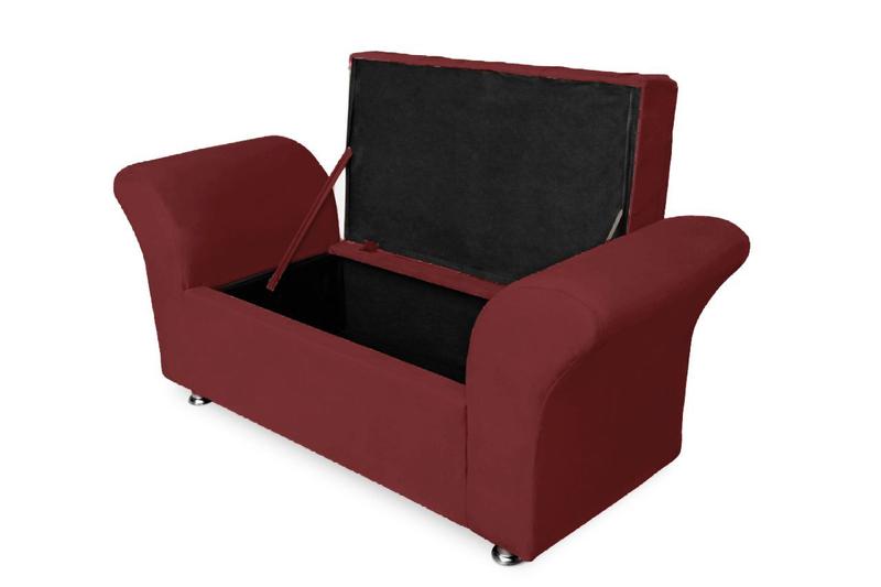 Imagem de Calçadeira Baú Com Capitonê Veneza Cama Casal 140 cm Suede Vermelho Bordo DL Decor