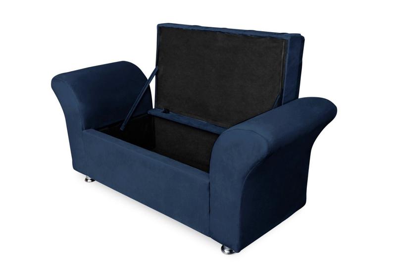 Imagem de Calçadeira Baú Com Capitonê Veneza Cama Solteiro 90 cm Suede Azul Marinho DL Decor