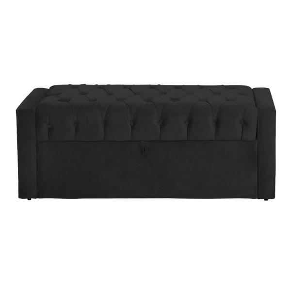 Imagem de Calçadeira Báu Emma 140cm Suede Preto - Vallisa Decor