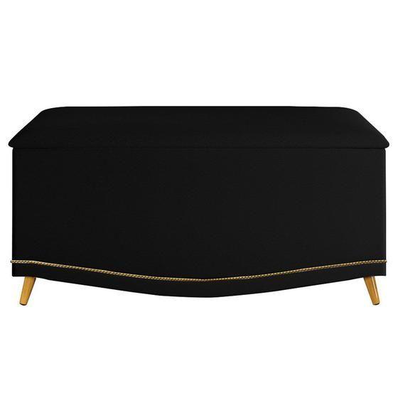 Imagem de Calçadeira Baú Estofada Kate Casal 140 cm  Suede  Preto - W&D Decor