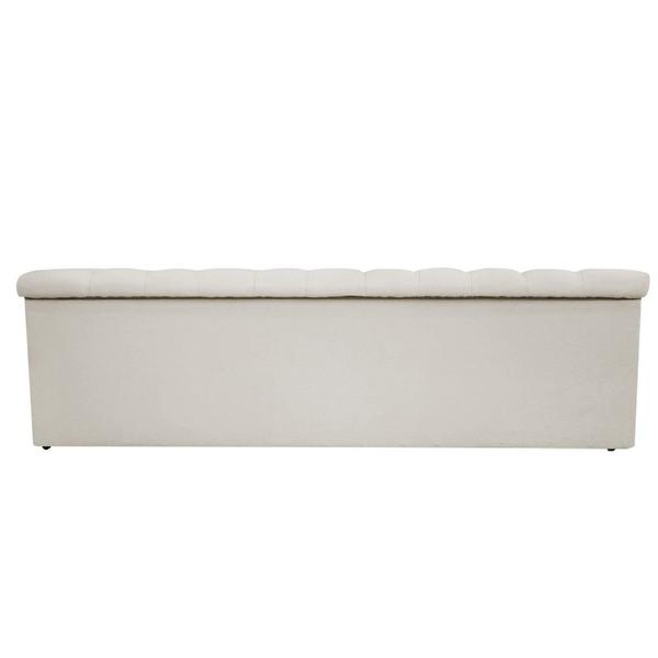 Imagem de Calçadeira Baú Estofada Mel 195 cm King Size Com Capitonê Suede Bege - Doce Sonho Móveis