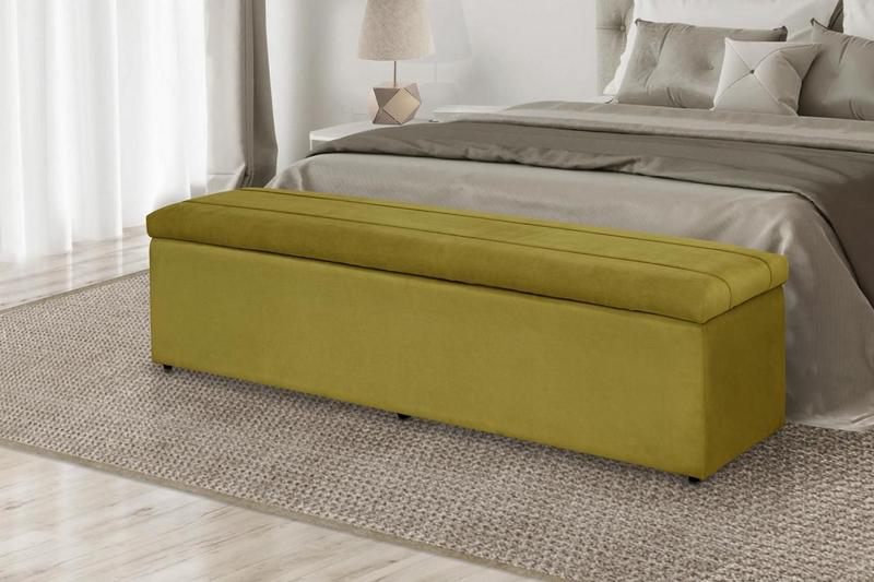 Imagem de Calçadeira Baú Helena 100 cm Suede Amarelo