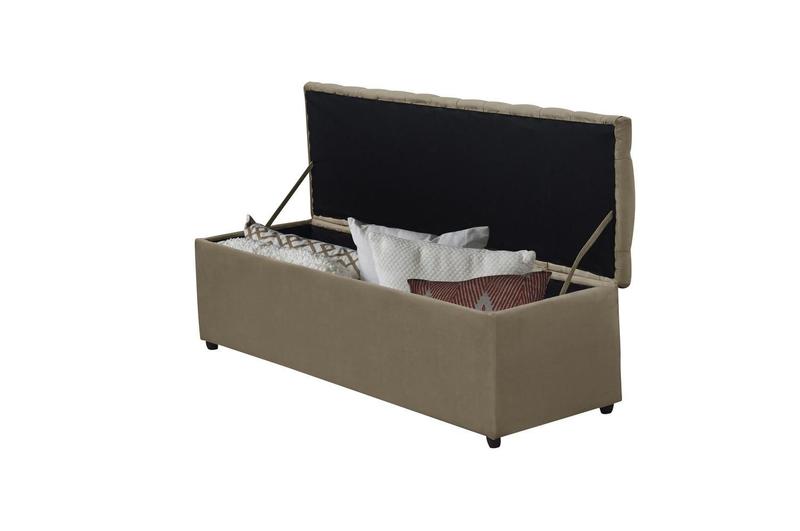 Imagem de Calçadeira Baú Helena 100 cm Suede Bege