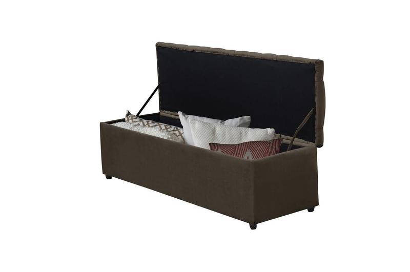 Imagem de Calçadeira Baú Helena 100 cm Suede Marrom