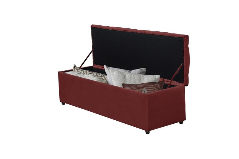 Imagem de Calçadeira Baú Helena 100 cm Suede Vermelho