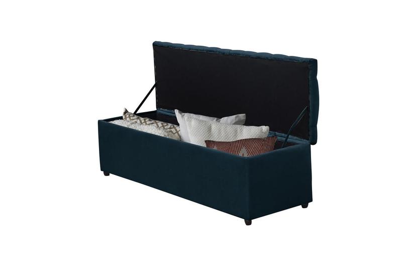 Imagem de Calçadeira Baú Helena 120 cm Suede Azul Marinho