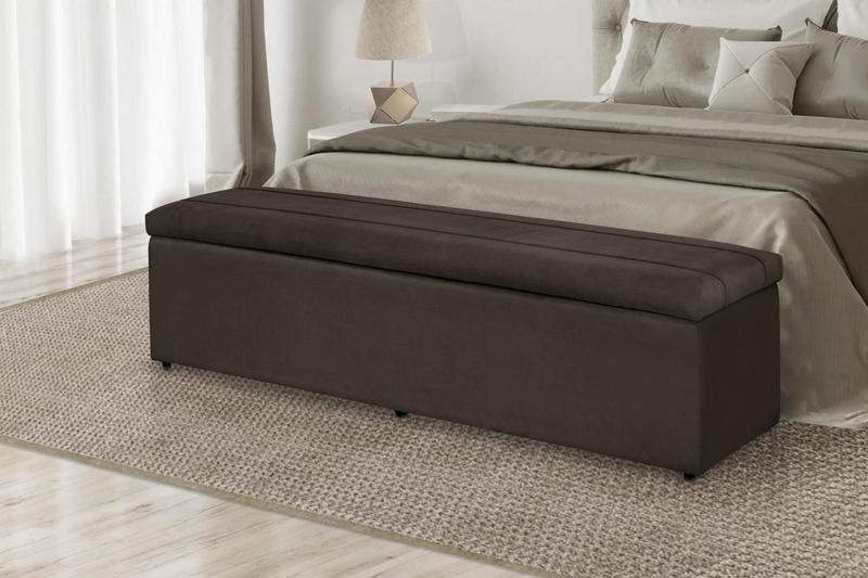 Imagem de Calçadeira Baú Helena 120 cm Suede Marrom