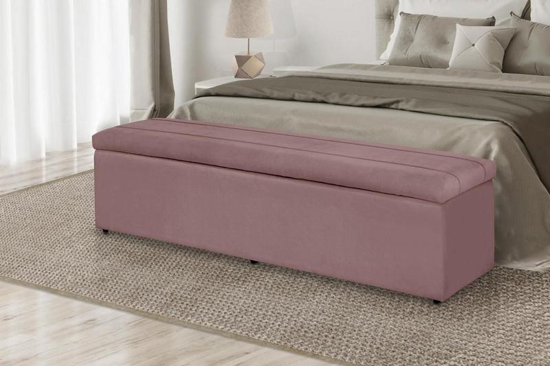 Imagem de Calçadeira Baú Helena 120 cm Suede Rosê