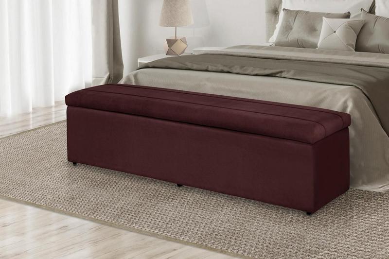 Imagem de Calçadeira Baú Helena 138 cm Suede Bordô