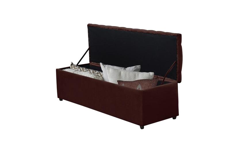 Imagem de Calçadeira Baú Helena 193 cm Suede Bordô