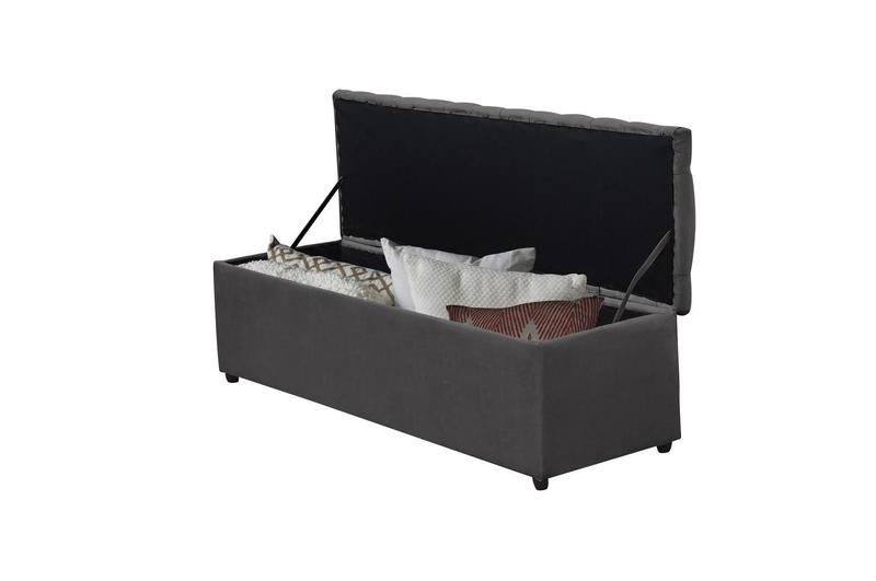 Imagem de Calçadeira Baú Helena 193 cm Suede Cinza