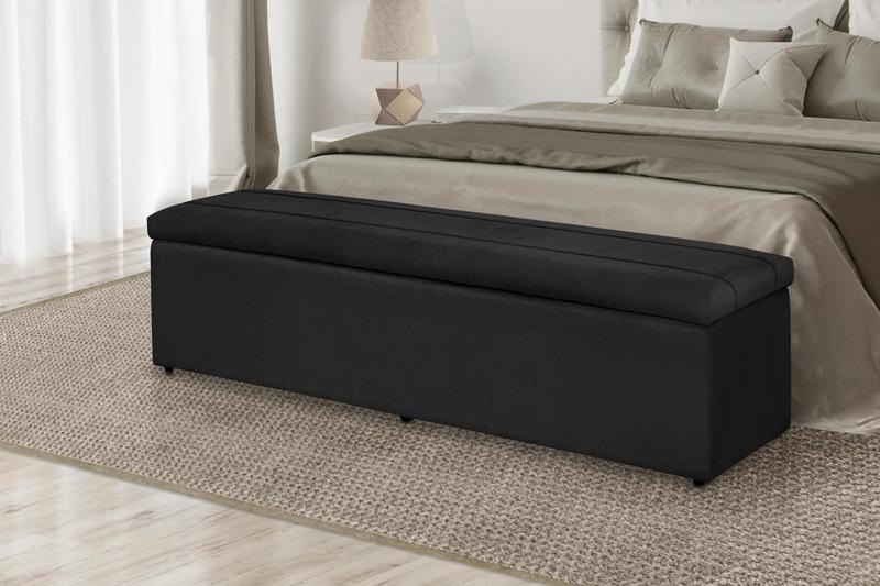 Imagem de Calçadeira Baú Helena 193 cm Suede Preto